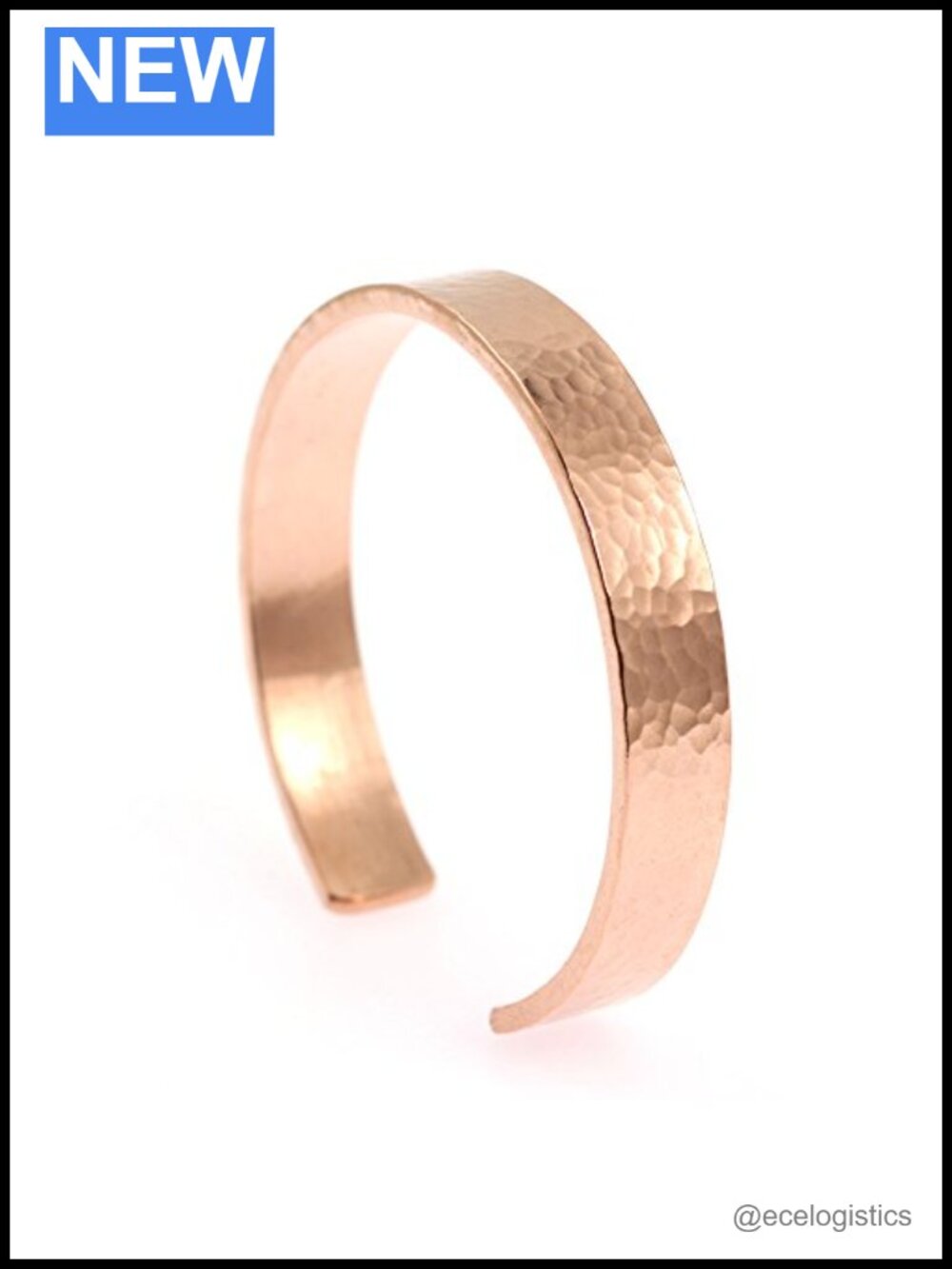 Handmade Hammered Copper Cuff Bracelet 10mm Wide Solid Uncoated Adjustable
